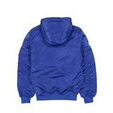 Men's Los Angeles Dodgers New Era x Alpha Industries Blue Current Day Full-Zip Hooded Nylon Bomber Jacket