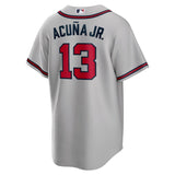 Ronald Acuna Jr. Braves d'Atlanta Chandail Player Name Jersey par Nike - Gris