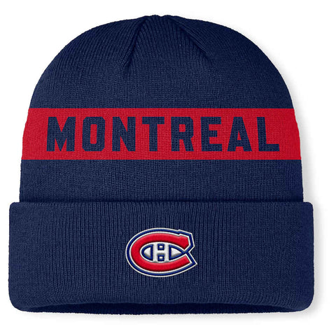 Montreal Canadiens Fanatics Authentic Pro Rink Cuffed Knit Hat - Navy