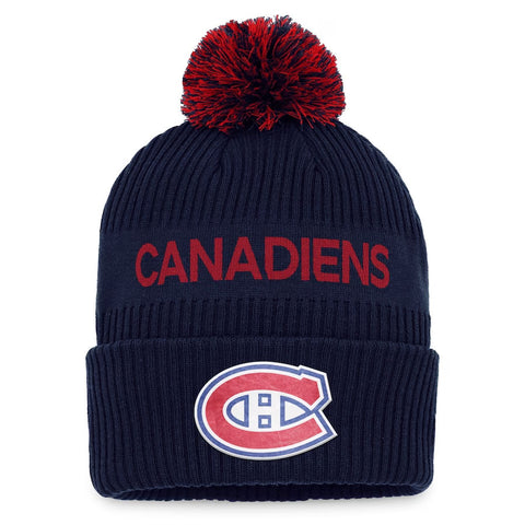 Montreal Canadiens Fanatics Branded AP Draft - Cuffed Knit Hat with Pom - Navy