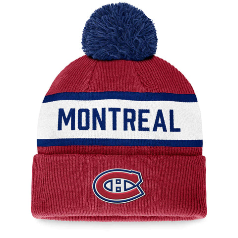 Bonnet à pompon en tricot rouge/bleu marine Fanatics des Canadiens de Montréal