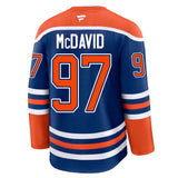 Chandail Connor McDavid des Oilers d'Edmonton premium bleu royal de Fanatics