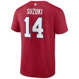 Nick Suzuki Canadiens de Montréal T-shirt Joueur #14 Marque Fanatics Nom et numéro du joueur - Rouge