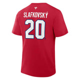 T-shirt Juraj Slafkovský Fanatics Authentic Stack nom et numéro rouge pour homme des Canadiens de Montréal