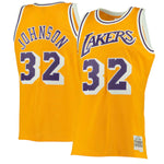 Men's Mitchell & Ness Magic Johnson Gold Los Angeles Lakers 1984/85 Hardwood Classics Swingman Jersey