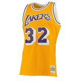 Men's Mitchell & Ness Magic Johnson Gold Los Angeles Lakers 1984/85 Hardwood Classics Swingman Jersey