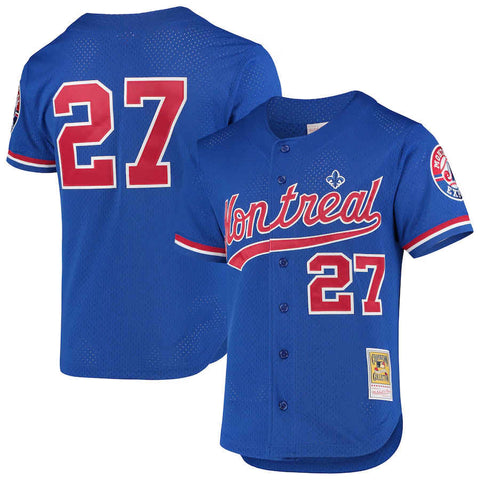 Vladimir Guerrero Montreal Expos Mitchell & Ness Cooperstown Collection Mesh Batting Practice Button-Up Jersey - Blue