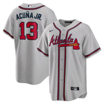 Ronald Acuna Jr. Braves d'Atlanta Chandail Player Name Jersey par Nike - Gris