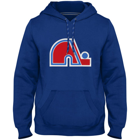 Quebec Nordiques Vintage NHL Express Twill Logo Hoodie - Royal by Bulletin