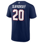 Juraj Slafkovsky Fanatics Branded Navy Logo Authentic Stack Name & Number - T-Shirt