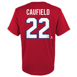 Cole Caufield T-shirt des Canadiens de Montréal pour jeunes - Rouge