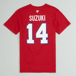 Nick Suzuki Canadiens de Montréal T-shirt Joueur #14 Marque Fanatics Nom et numéro du joueur - Rouge