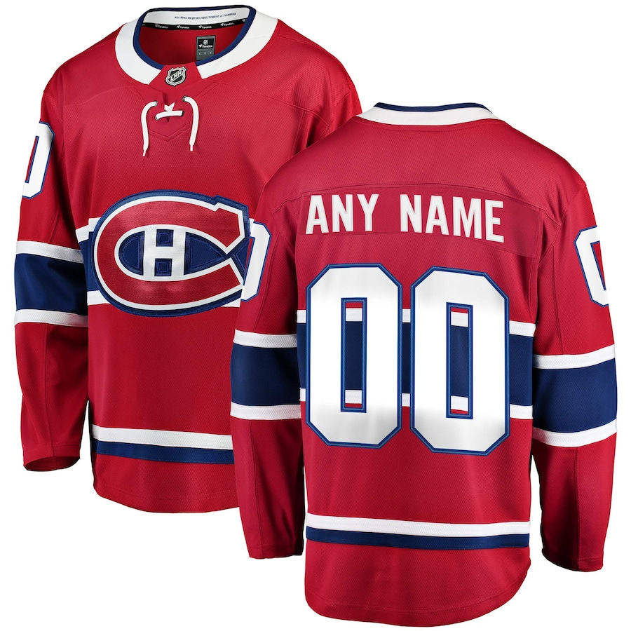 Customized Men's ANY NAME Montreal Canadiens Fanatics Branded Breakaway Jersey Red