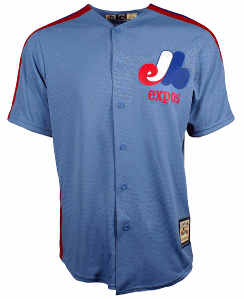 Men's Majestic Light Blue Montreal Expos Road Cooperstown Collection Team  Cool Base Jersey