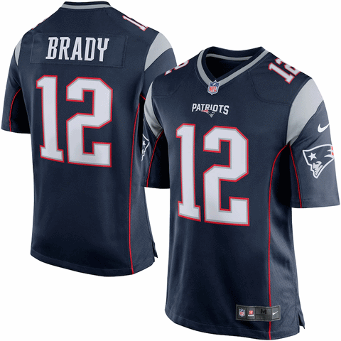 Tom Brady des Patriots de New England Maillot Chandail Game Jersey par Nike - bleu marine/argent